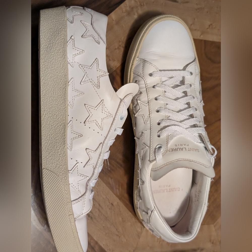 Authentic Saint Laurent White Star Sneakers